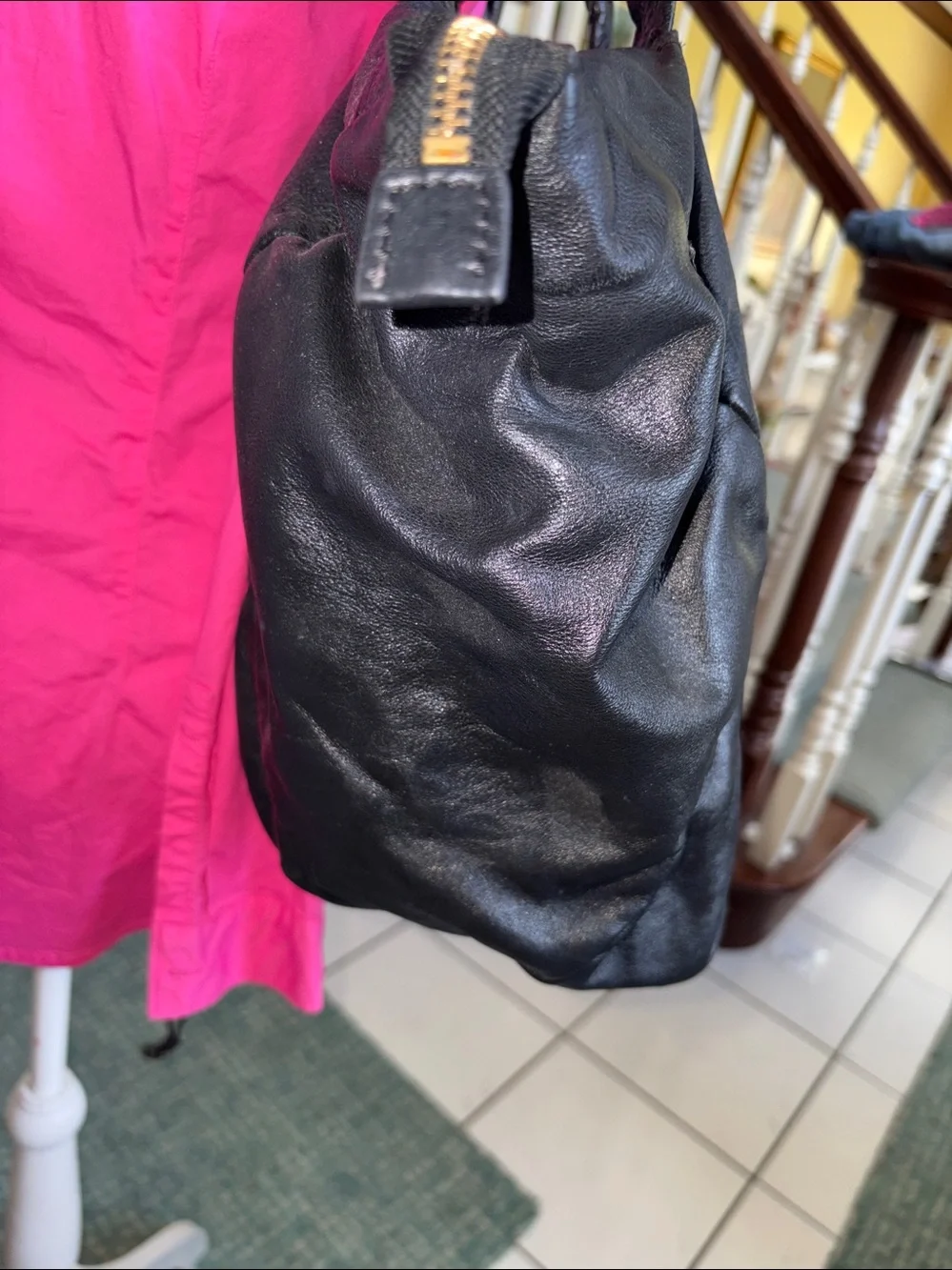 Marc Jacobs  Tote bag  shoulder bag  large bag  leather black/brass hardware EUC